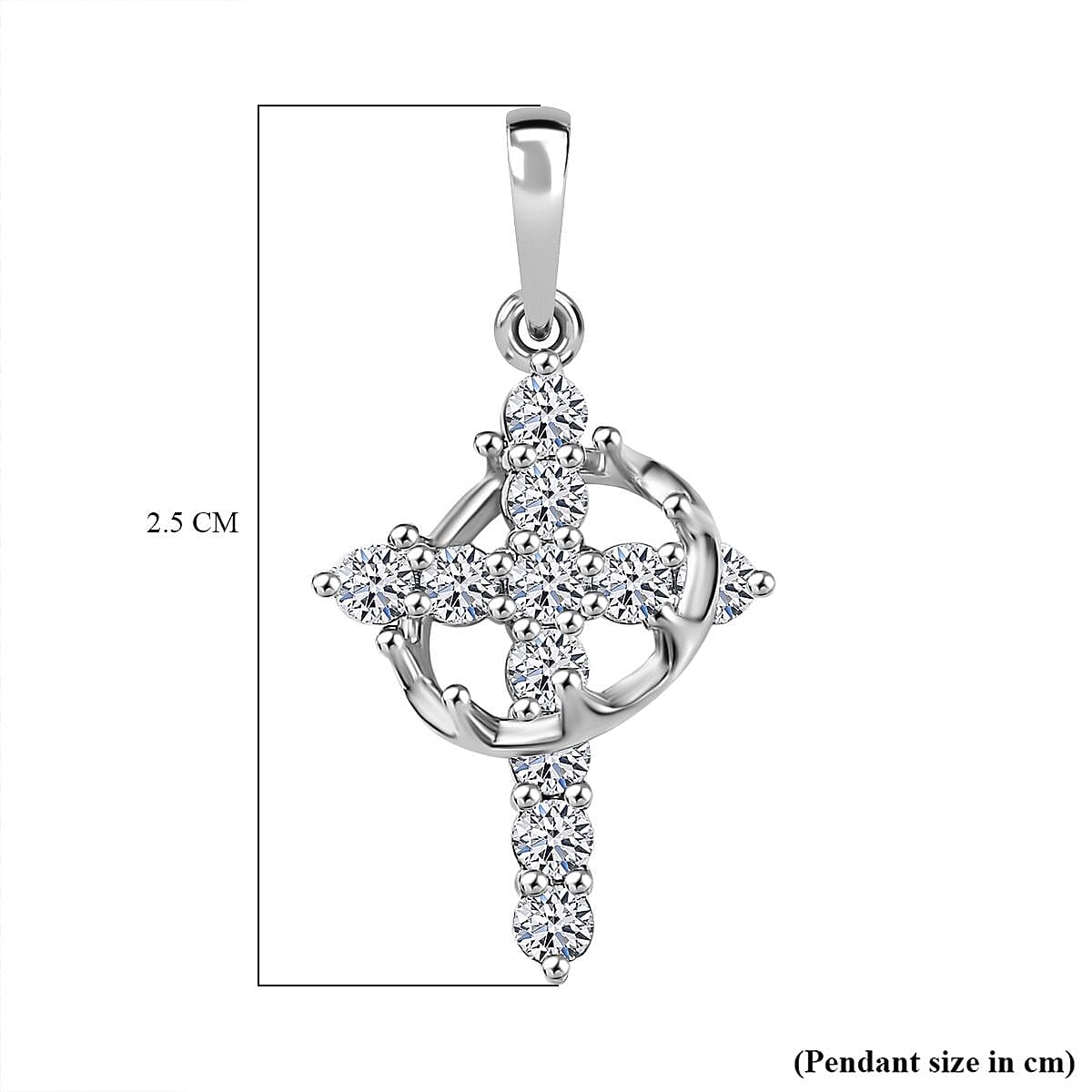 Lab Grown Diamond  Cross Pendant in Rhodium Overlay Sterling Silver 0.50 ct  0.495  Ct.