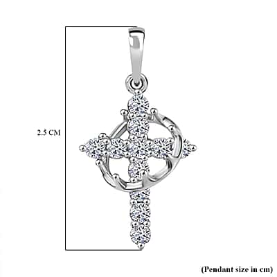 FINEROCK Sterling Silver Diamond Cross Pendant Necklace - 0.15 Carat Natural Diamonds, Cable Chain, Peace & Positivity Jewelry