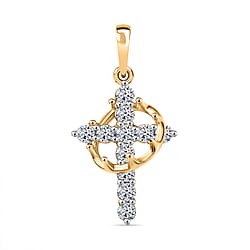 LUXURIANT 0.50 Ct. Lab Grown Diamond Cross Pendant in 18K Vermeil Yellow Gold Plated Sterling Silver