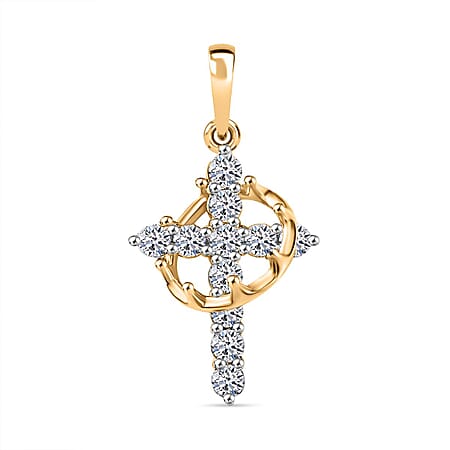 Lab Grown Diamond Cross Pendant in 18K YG Vermeil Sterling Silver 0.50 ct 0.495 Ct. Lab Grown Diamond Cross Pendant in 18K YG Vermeil Sterling Silver 0.50 ct 0.495 Ct.