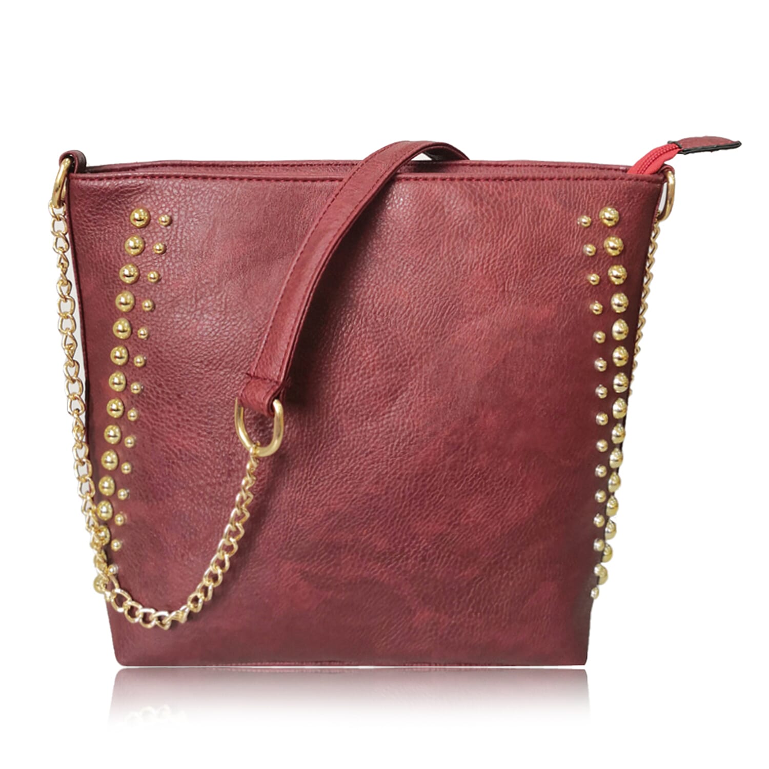   Miley Round Metal Detail Shoulder Bag with Metal Chain