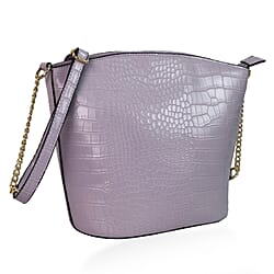 Croc Embossed Shoulder Bag - Lilac