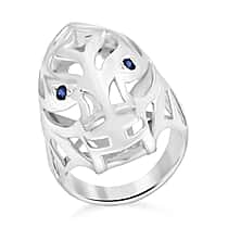 Royal Bali Collection - Dragon with Blue Sapphire Ring in Sterling Silver
