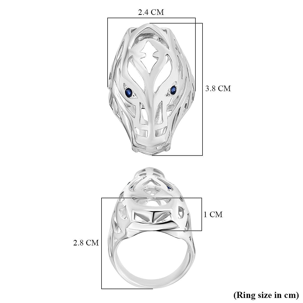 Royal Bali Collection - Dragon with Blue Sapphire Ring in Sterling Silver , Silver Wt. 10.80 Gms.