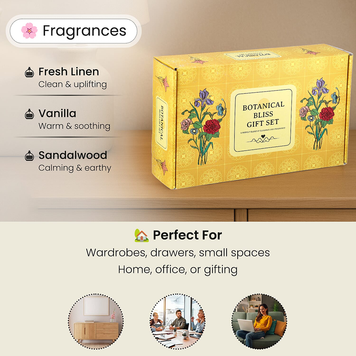 Aroma Therapy Gift Combo- 3 Pack Reed Diffusers (50ml) & Fragrance Sachets (20gm)