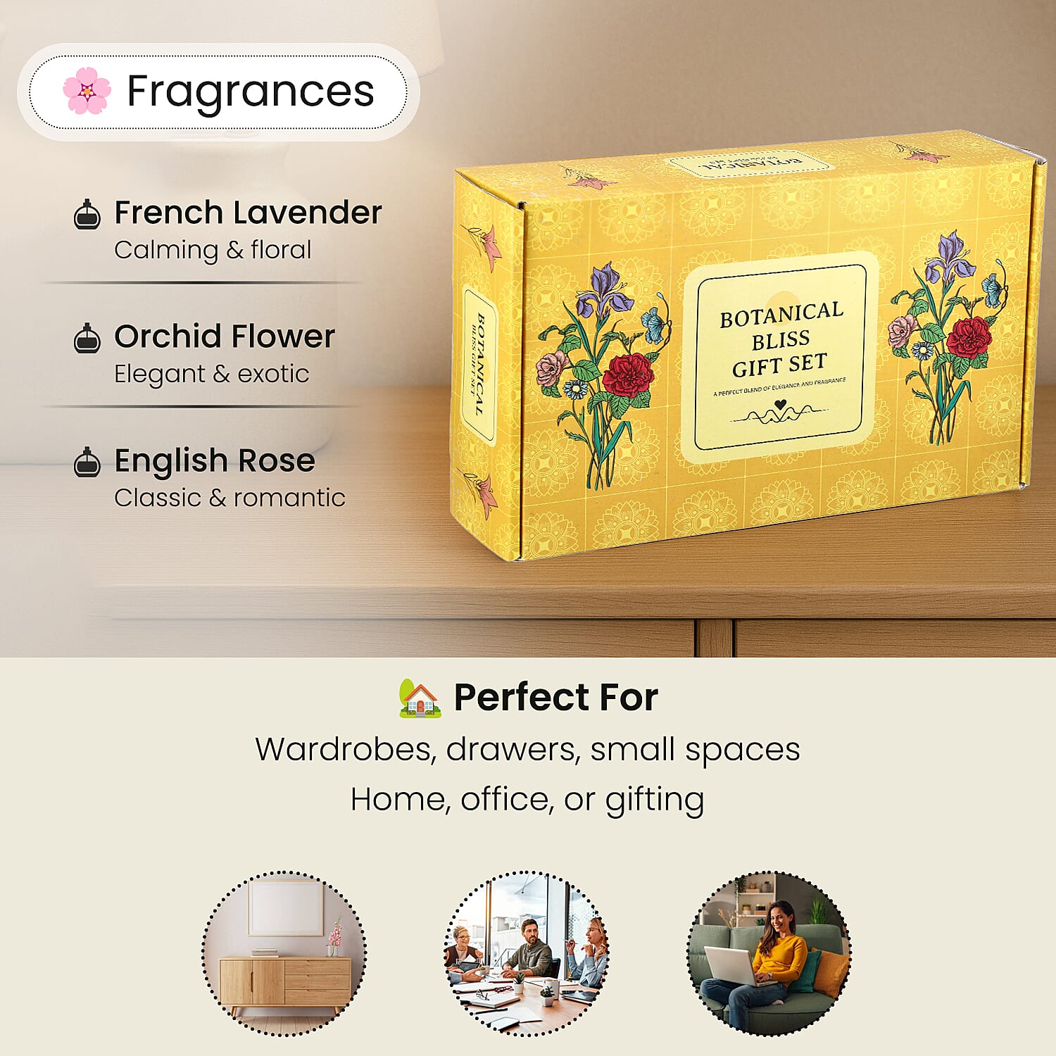 Aroma Therapy Gift Combo- 3 Pack Reed Diffusers (50ml) & Fragrance Sachets (20gm)