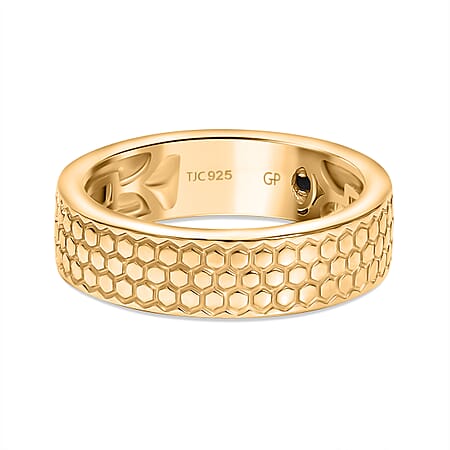 GP Honey Comb Collection - Band Ring in 18K Vermeil Yellow Gold Over Sterling Silver