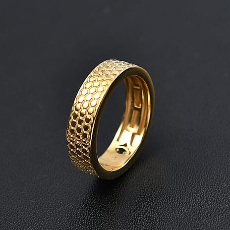 GP Honey Comb Collection - Blue Sapphire Band Ring in 18K Vermeil Yellow Gold Plated Sterling Silver.