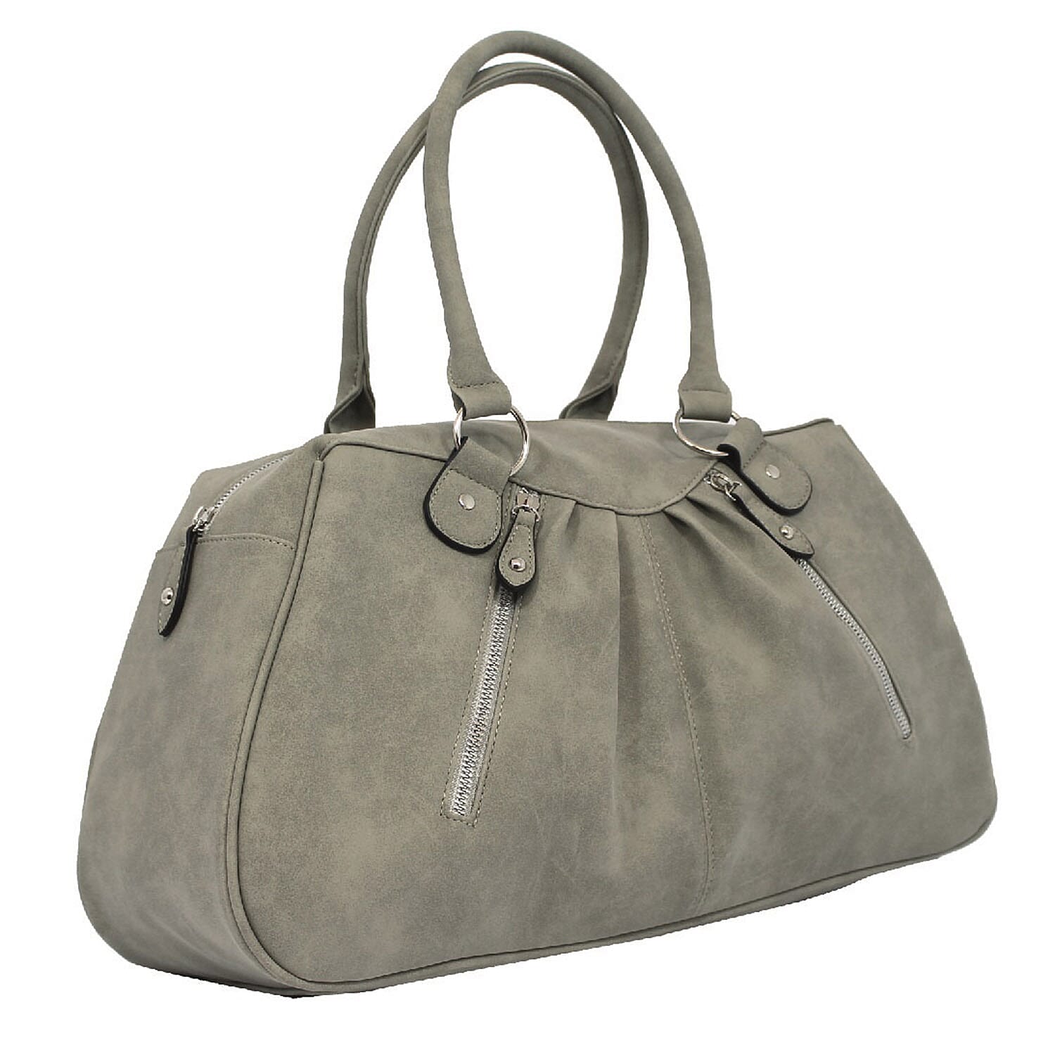 Nicole Brown - Leather Look Top Handle Bag - Grey