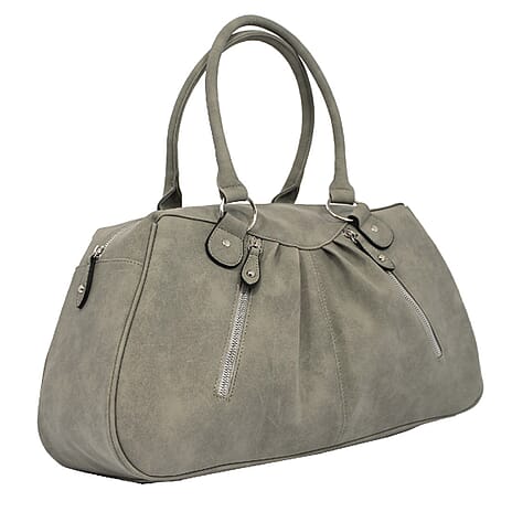 Nicole Brown - Leather Look Top Handle Bag - Grey