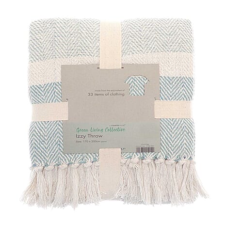 Green Living Collective Cotton Throw Blanket (Size 200x1 cm) - Blue