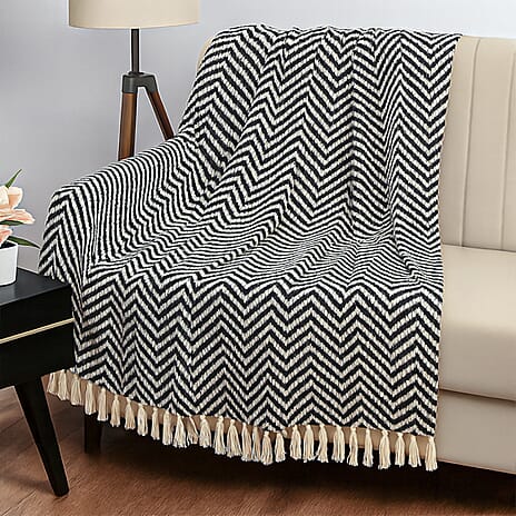 Green Living Collective Cotton Throw Blanket (Size 200x170 cm) - Brown