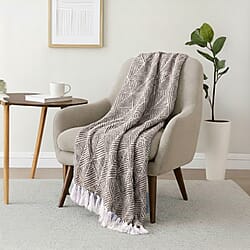 Green Living Collective Cotton Throw Blanket (Size 200x170 cm) - Brown
