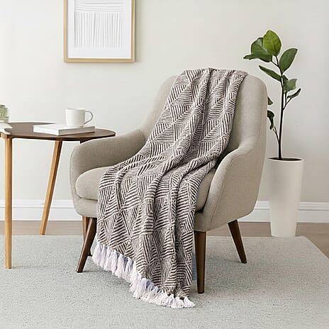 Green Living Collective Cotton Throw Blanket (Size 200x170 cm) - Beige