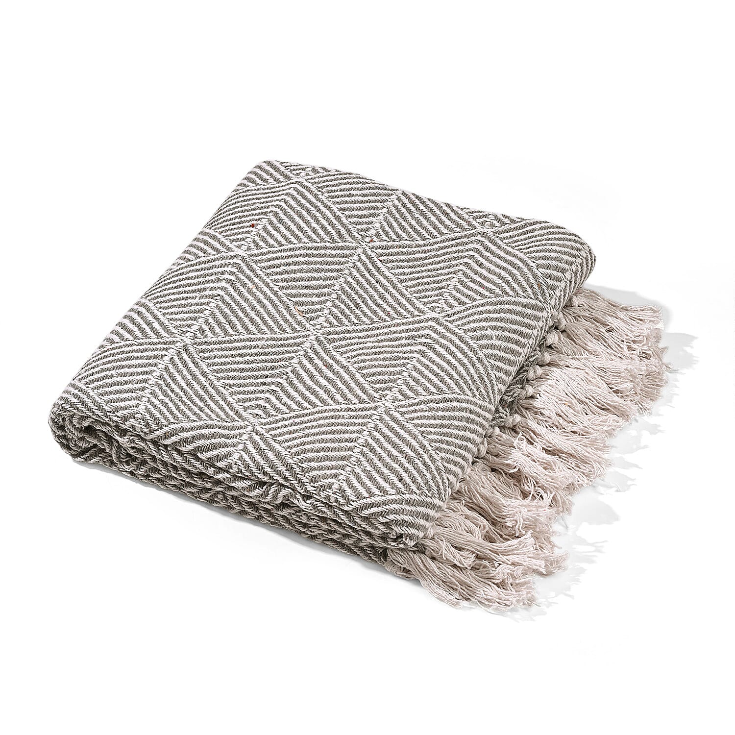 Green Living Collective Cotton Throw Blanket (Size 200x170 cm) - Beige