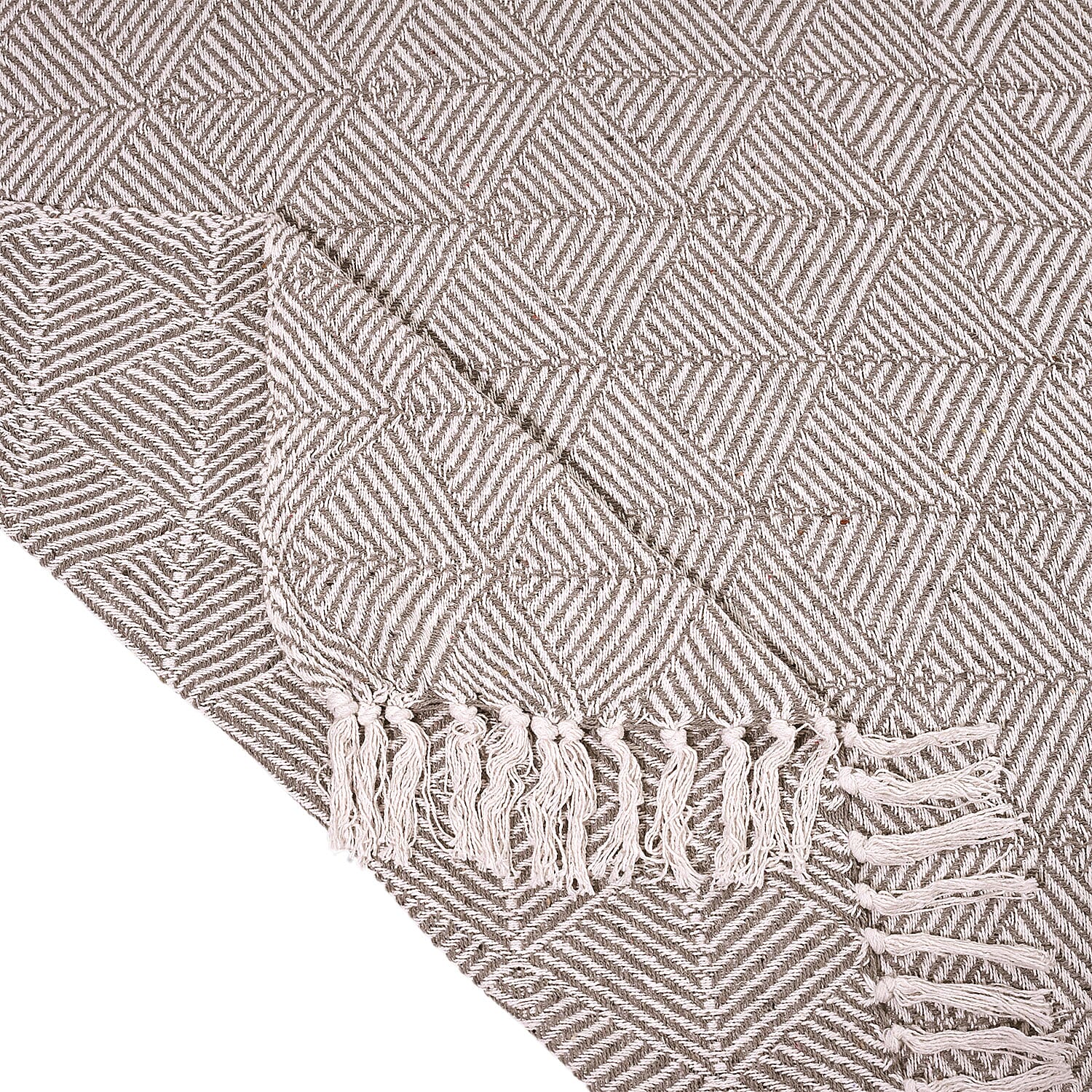 Green Living Collective Cotton Throw Blanket (Size 200x170 cm) - Beige