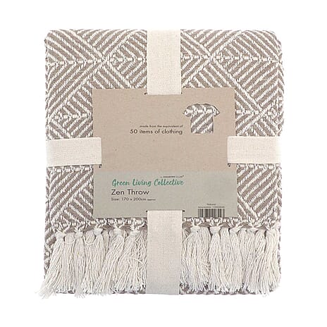 Green Living Collective Cotton Throw Blanket (Size 200x170 cm) - Beige