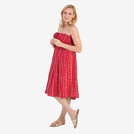 Nabella Signature Collection - Signature Collection Spot Print 3-in-1 Multi-Style Convertible Dress (Size 12) - Hot Pink