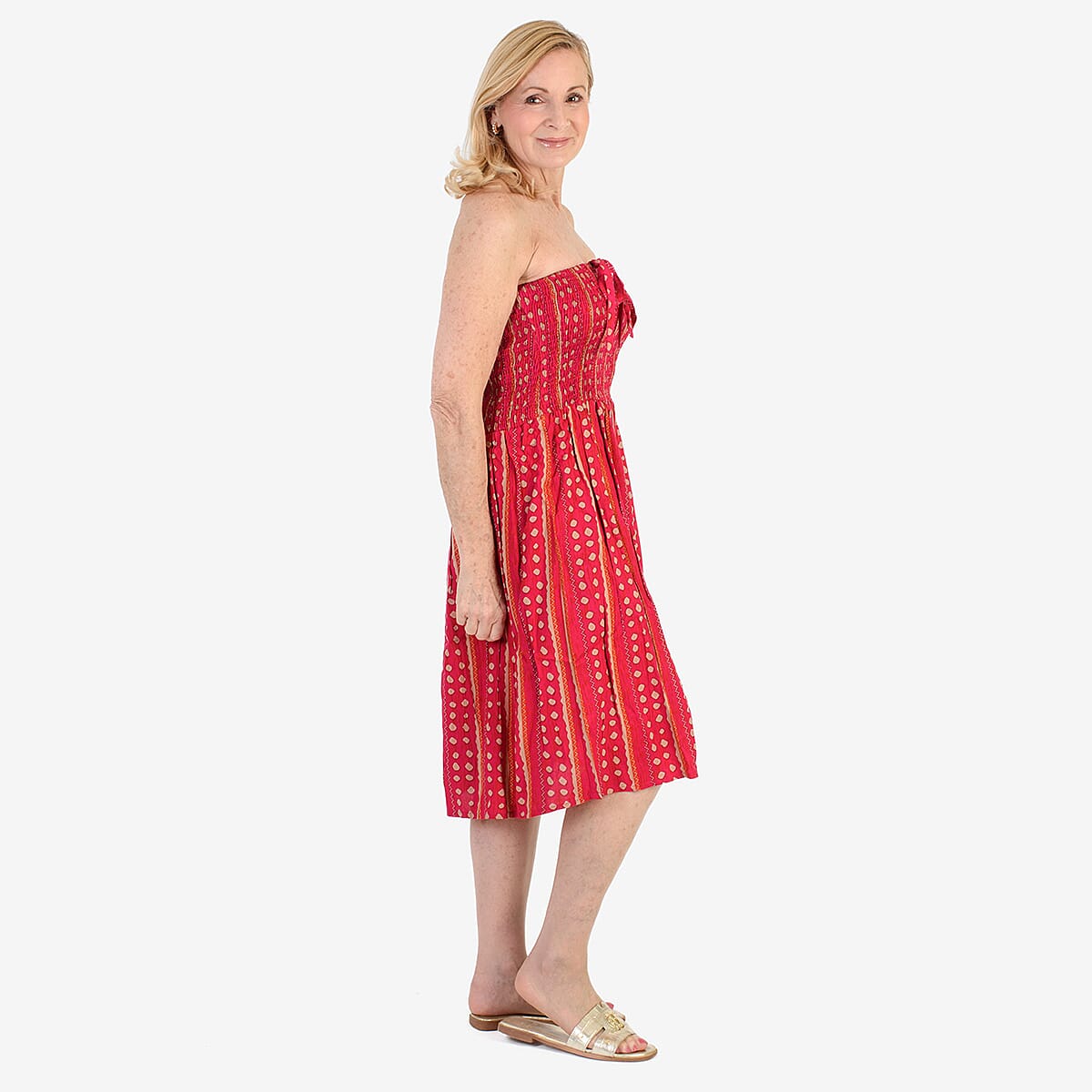 Nabella Signature Collection - Signature Collection Spot Print 3-in-1 Multi-Style Convertible Dress (Size 16) - Hot Pink