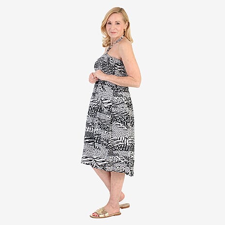 Nabella Signature Collection - Signature Collection Animal Print 3-in-1 Multi-Style Convertible Dress (Size 14) - Black & White