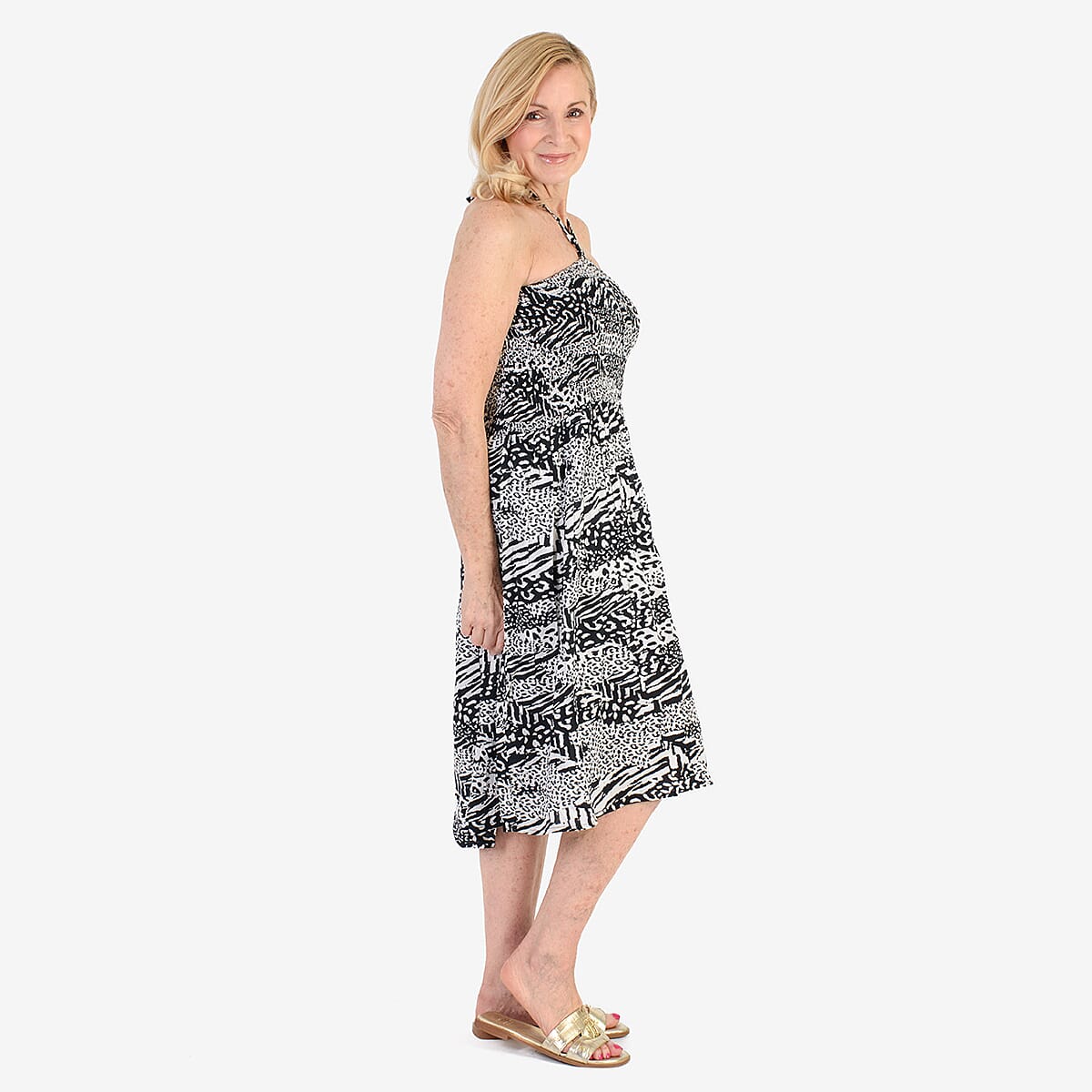 Nabella Signature Collection - Signature Collection Animal Print 3-in-1 Multi-Style Convertible Dress (Size 20) - Black & White