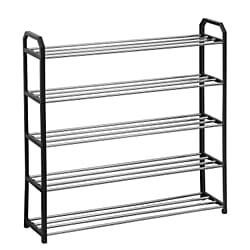 5 Shelf Shoes Medium Storage Rack - Black & Silver - Polished