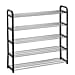 5 Shelf Shoe Rack - Black & Silver - Brushed
