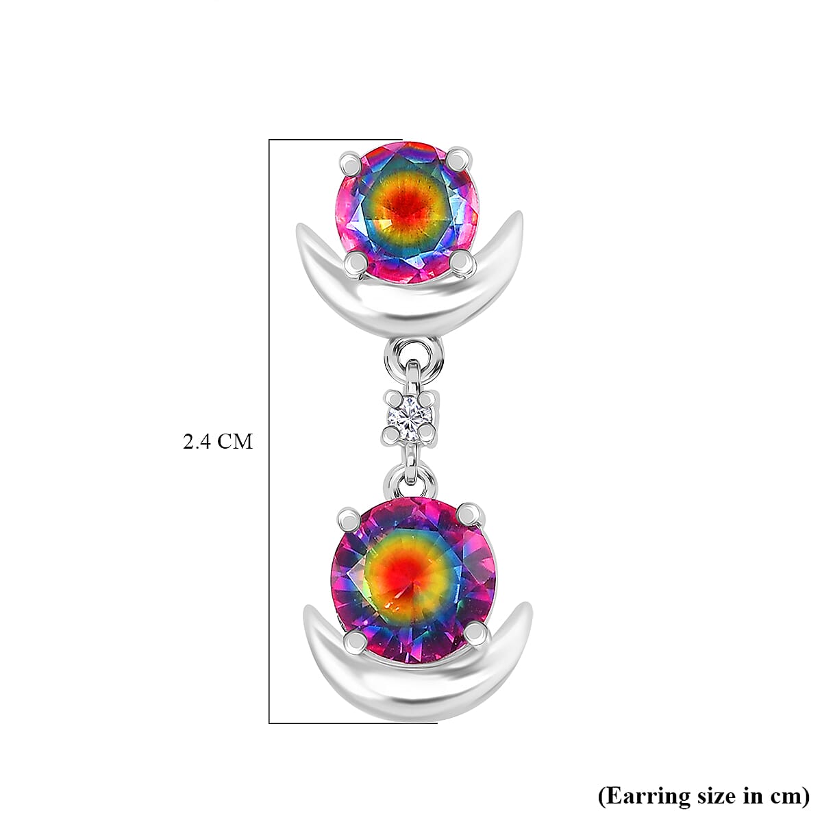 Nebula Quartz & White Zircon Half Moon Dangling Earrings with Push Back in Rhodium Overlay Sterling Silver 4.28 Ct. Nebula Quartz & White Zircon Half Moon Dangling Earrings with Push Back in Rhodium Overlay Sterling Silver 4.28 Ct.