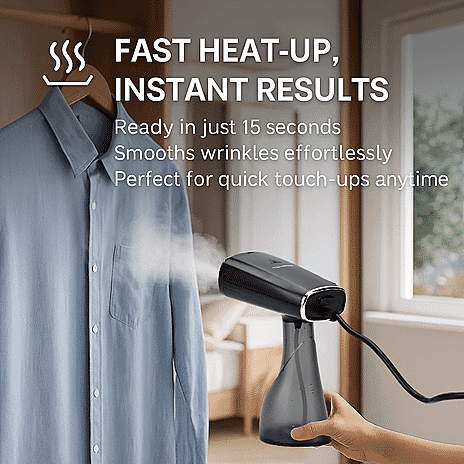 Homesmart Advance Technology Handheld Garment Steamer - Revolutionise Your Wardrobe Care Routine - 380ml