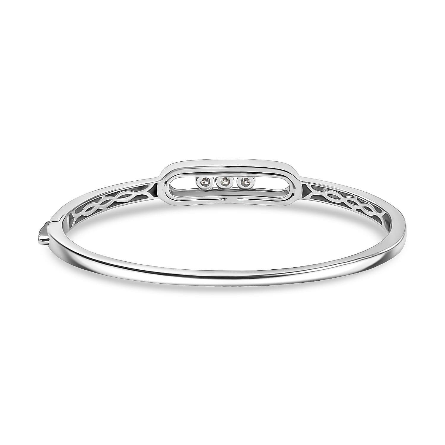 Designer Inspired - Luxuriant Diamond Lab Grown Diamond (SI-G-H) Bangle (Size 7.5) in Rhodium Overlay Sterling Silver, Silver Wt. 9.50 Gms. Designer Inspired - Luxuriant Diamond Lab Grown Diamond (SI-G-H) Bangle (Size 7.5) in Rhodium Overlay Sterling Silver, Silver Wt. 9.50 Gms.