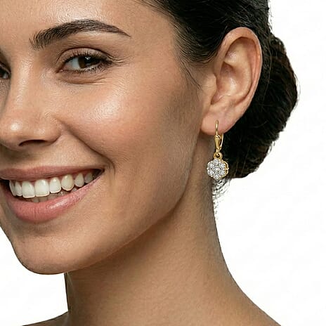 Luxuriant Diamond Lab Grown Diamond (SI-G-H) Pressure Set Lever Back Earrings in 18K Vermeil Yellow Gold Plated Sterling Silver 0.50 Ct.