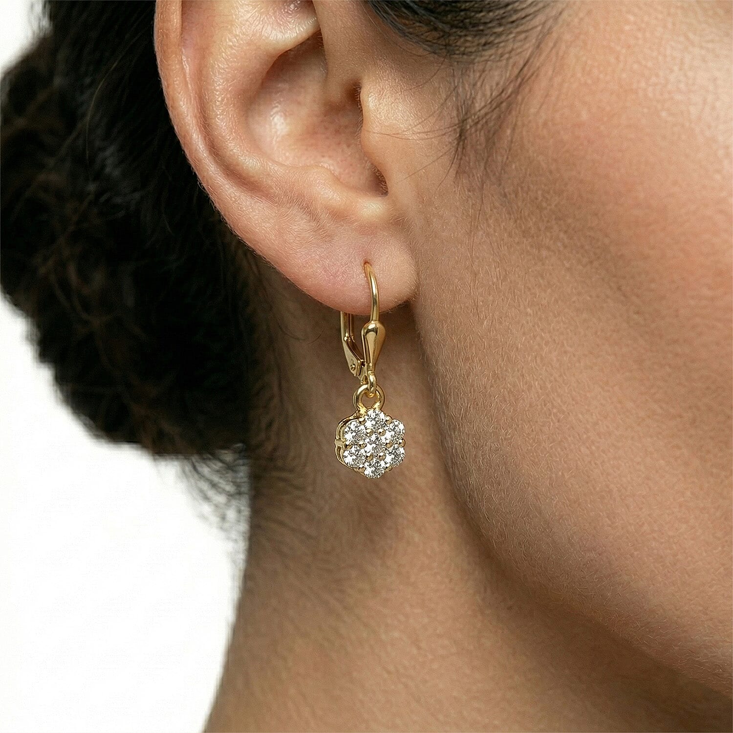 Luxuriant Diamond Lab Grown Diamond (SI-G-H) Pressure Set Lever Back Earrings in 18K Vermeil Yellow Gold Plated Sterling Silver 0.50 Ct.