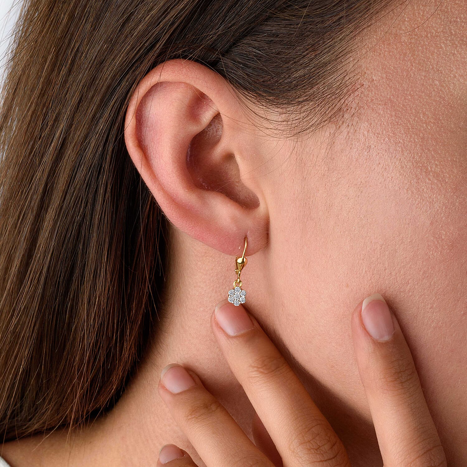 Luxuriant Diamond Lab Grown Diamond (SI-G-H) Pressure Set Lever Back Earrings in 18K Vermeil Yellow Gold Plated Sterling Silver 0.50 Ct.