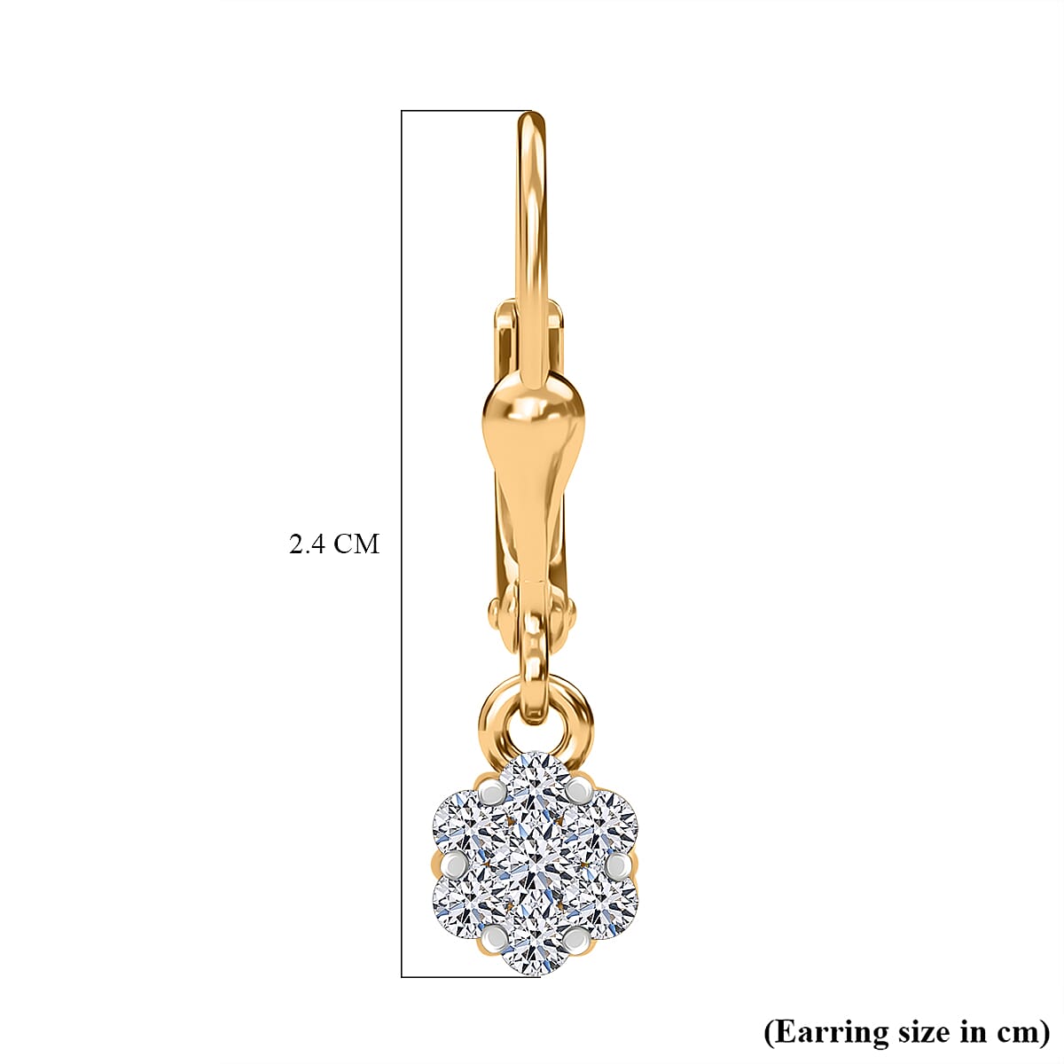 Luxuriant Diamond Lab Grown Diamond (SI-G-H) Pressure Set Lever Back Earrings in 18K Vermeil Yellow Gold Plated Sterling Silver 0.50 Ct.