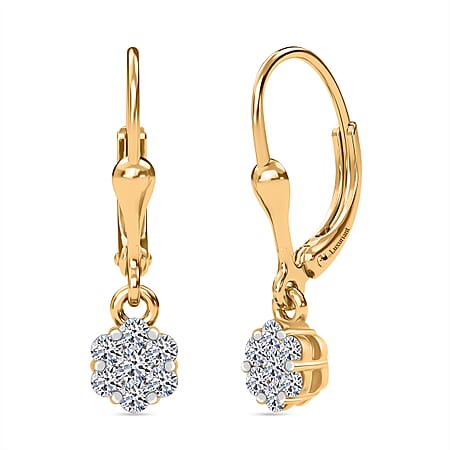 Luxuriant Diamond Lab Grown Diamond (SI-G-H) Pressure Set Lever Back Earrings in 18K Vermeil Yellow Gold Plated Sterling Silver 0.50 Ct.