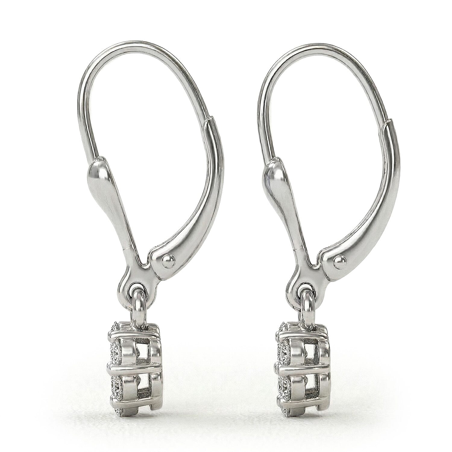 Luxuriant Diamond Lab Grown Diamond (SI-G-H) Pressure Set Lever Back Earrings in Rhodium Overlay Sterling Silver 0.50 Ct.
