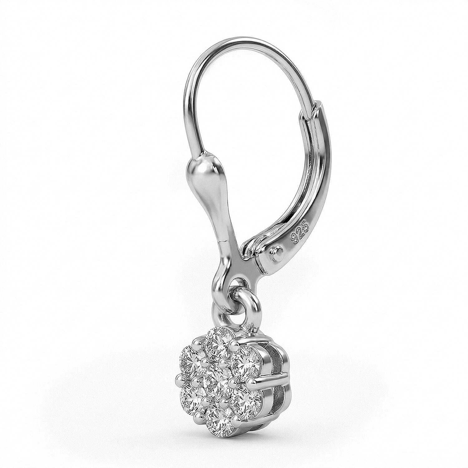 Luxuriant Diamond Lab Grown Diamond (SI-G-H) Pressure Set Lever Back Earrings in Rhodium Overlay Sterling Silver 0.50 Ct.