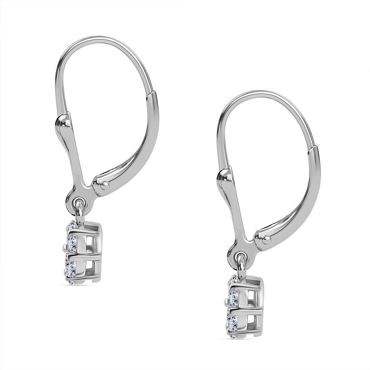Luxuriant Diamond Lab Grown Diamond (SI-G-H) Pressure Set Lever Back Earrings in Rhodium Overlay Sterling Silver 0.50 Ct.
