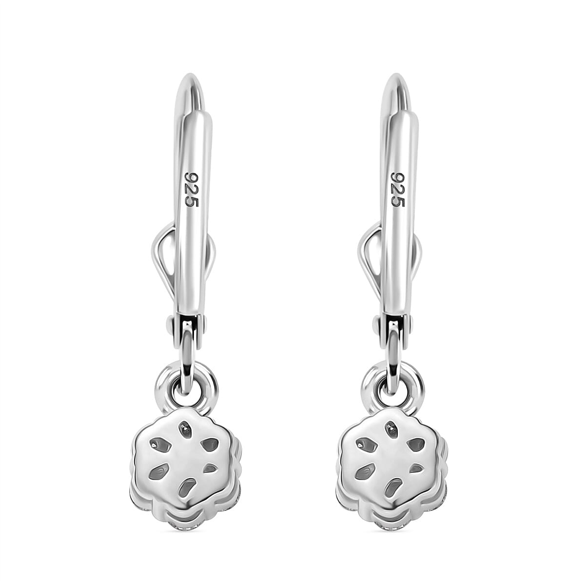 Luxuriant Diamond Lab Grown Diamond (SI-G-H) Pressure Set Lever Back Earrings in Rhodium Overlay Sterling Silver 0.50 Ct.