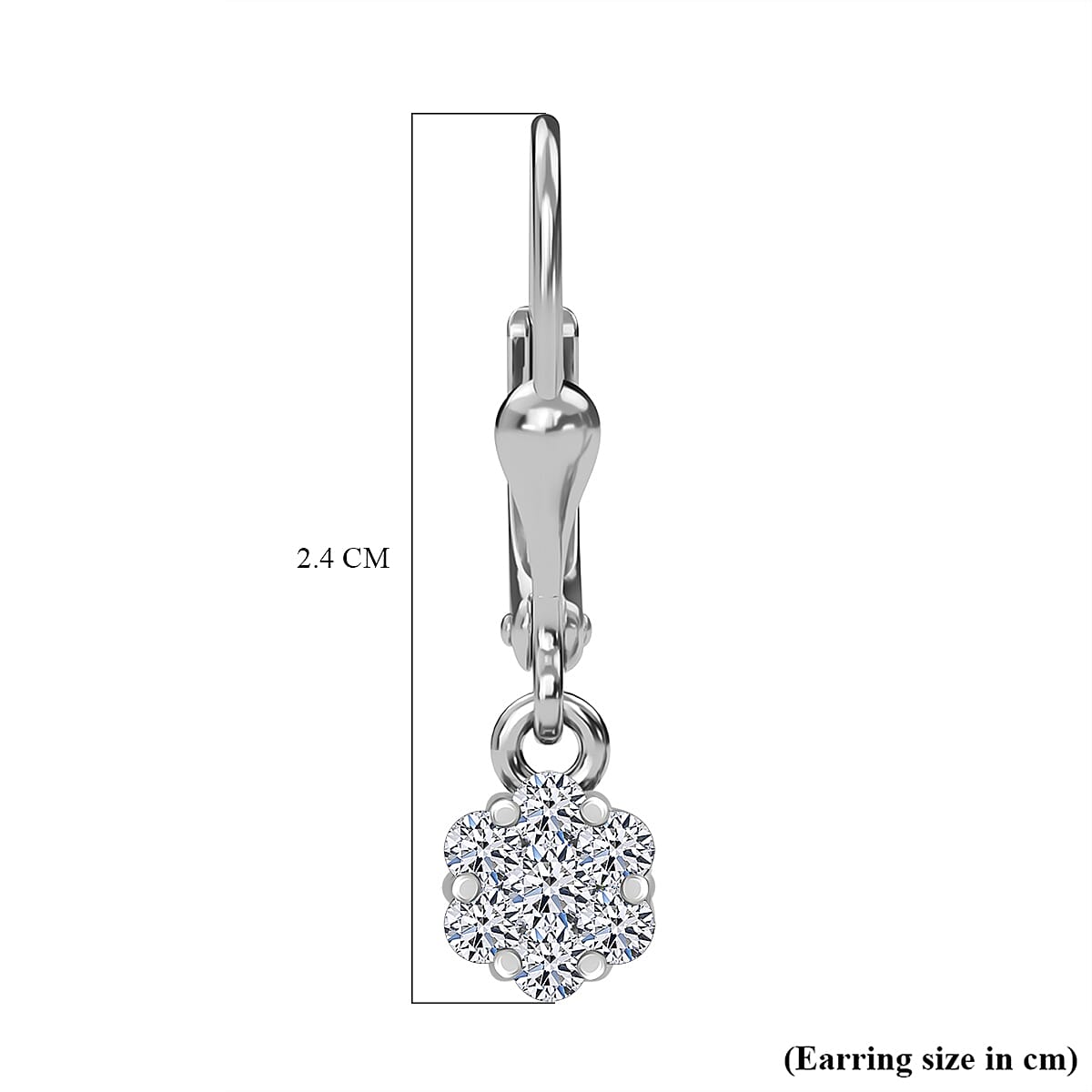Luxuriant Diamond Lab Grown Diamond (SI-G-H) Pressure Set Lever Back Earrings in Rhodium Overlay Sterling Silver 0.50 Ct.