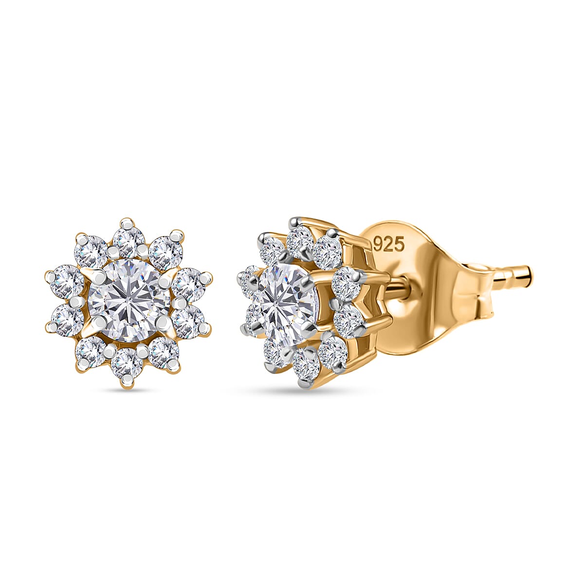 Luxuriant Lab Grown Diamond (SI-GH) Earring with Push Back in 18K Vermeil Yellow Gold Plated Sterling Silver 0.50 Ct.