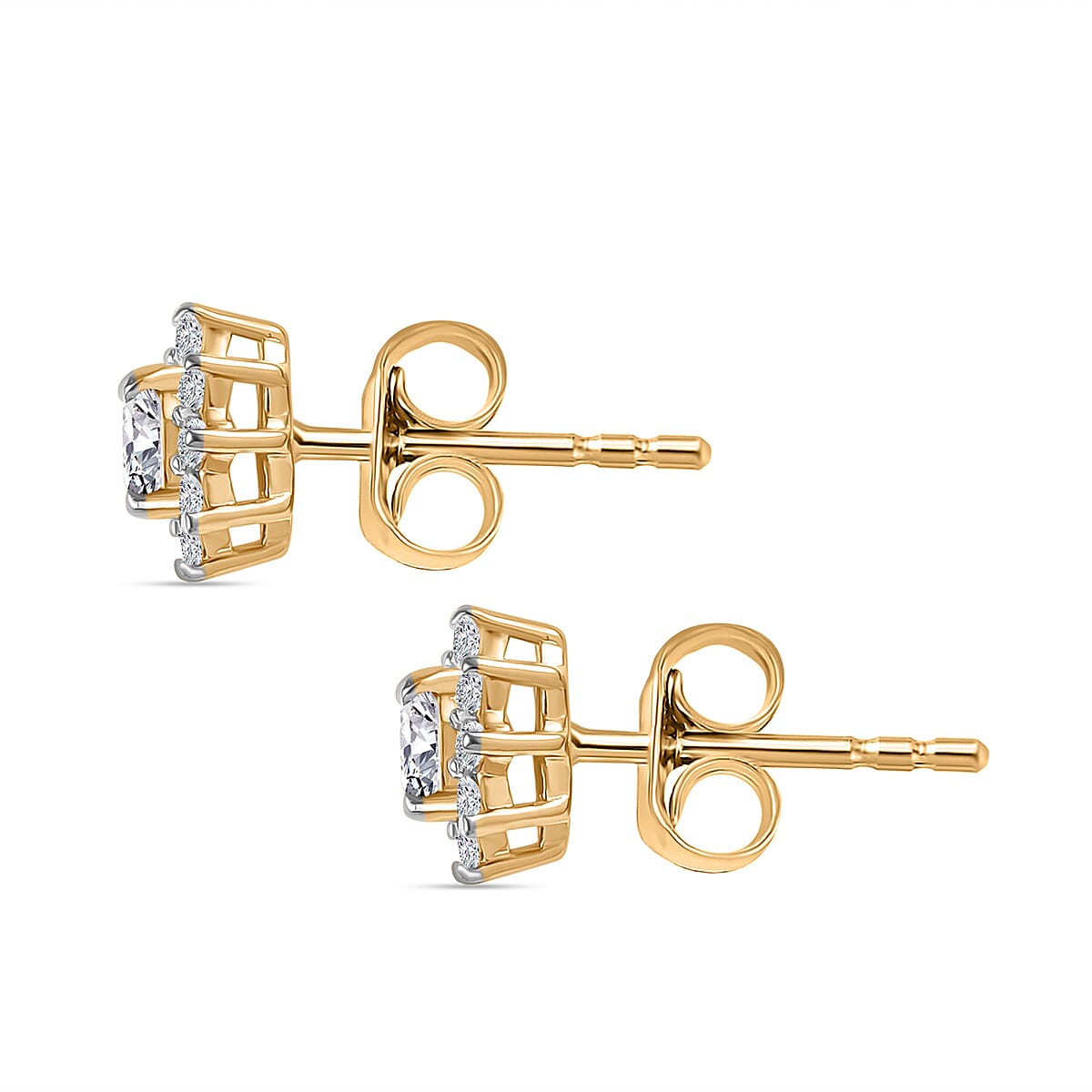 Luxuriant Lab Grown Diamond (SI-GH) Earring with Push Back in 18K Vermeil Yellow Gold Plated Sterling Silver 0.50 Ct.