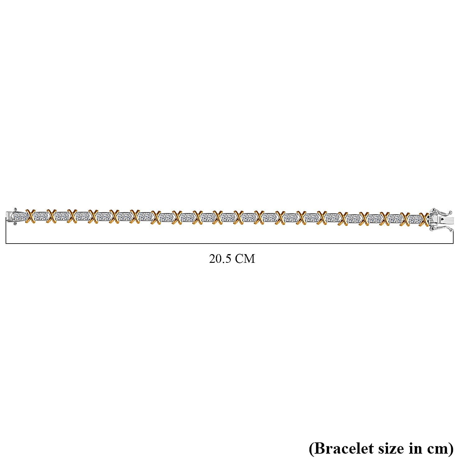 Luxuriant Diamond Lab Grown Diamond (SI-G-H) Designer Inspired XO Bracelet (Size - 7.5) in 18K Vermeil Yellow Gold Plated & Rhodium Overlay Sterling Silver 3.60 Ct. Luxuriant Diamond Lab Grown Diamond (SI-G-H) Designer Inspired XO Bracelet (Size - 7.5) in 18K Vermeil Yellow Gold Plated & Rhodium Overlay Sterling Silver 3.60 Ct.