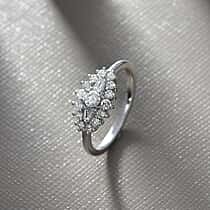 LUXURIANT Lab Grown Diamond (SI G/H) Ballerina Ring in Rhodium Overlay Sterling Silver 0.70ct