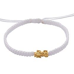 24K Yellow Gold (99.99% Purity) Pixiu Adjustable Bracelet with Black Cord