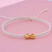24K (99.99% Purity) Yellow Gold Pixiu Adjustable Bracelet Colour - White