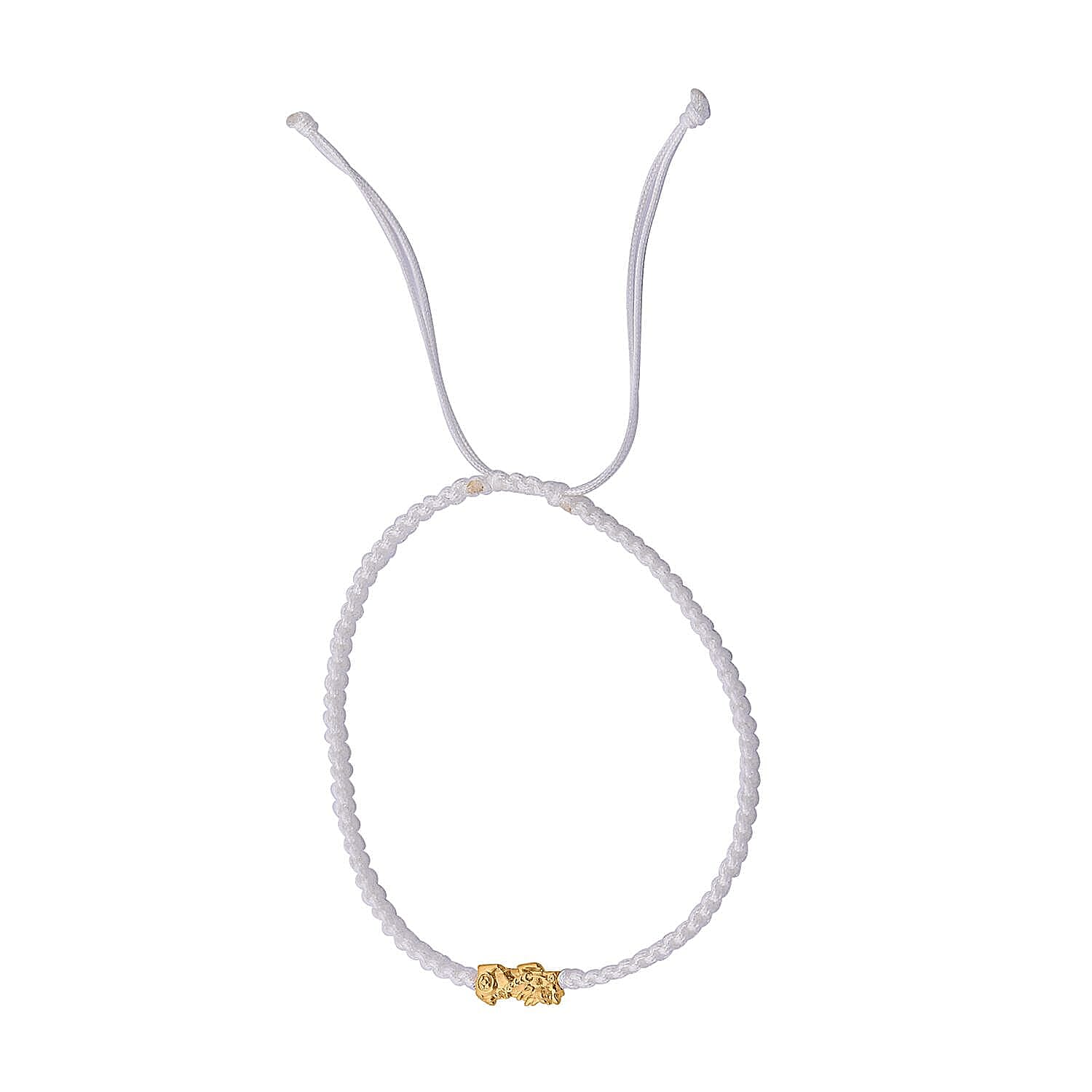 24K (99.99% Purity) Yellow Gold Pixiu Adjustable Bracelet Colour - White