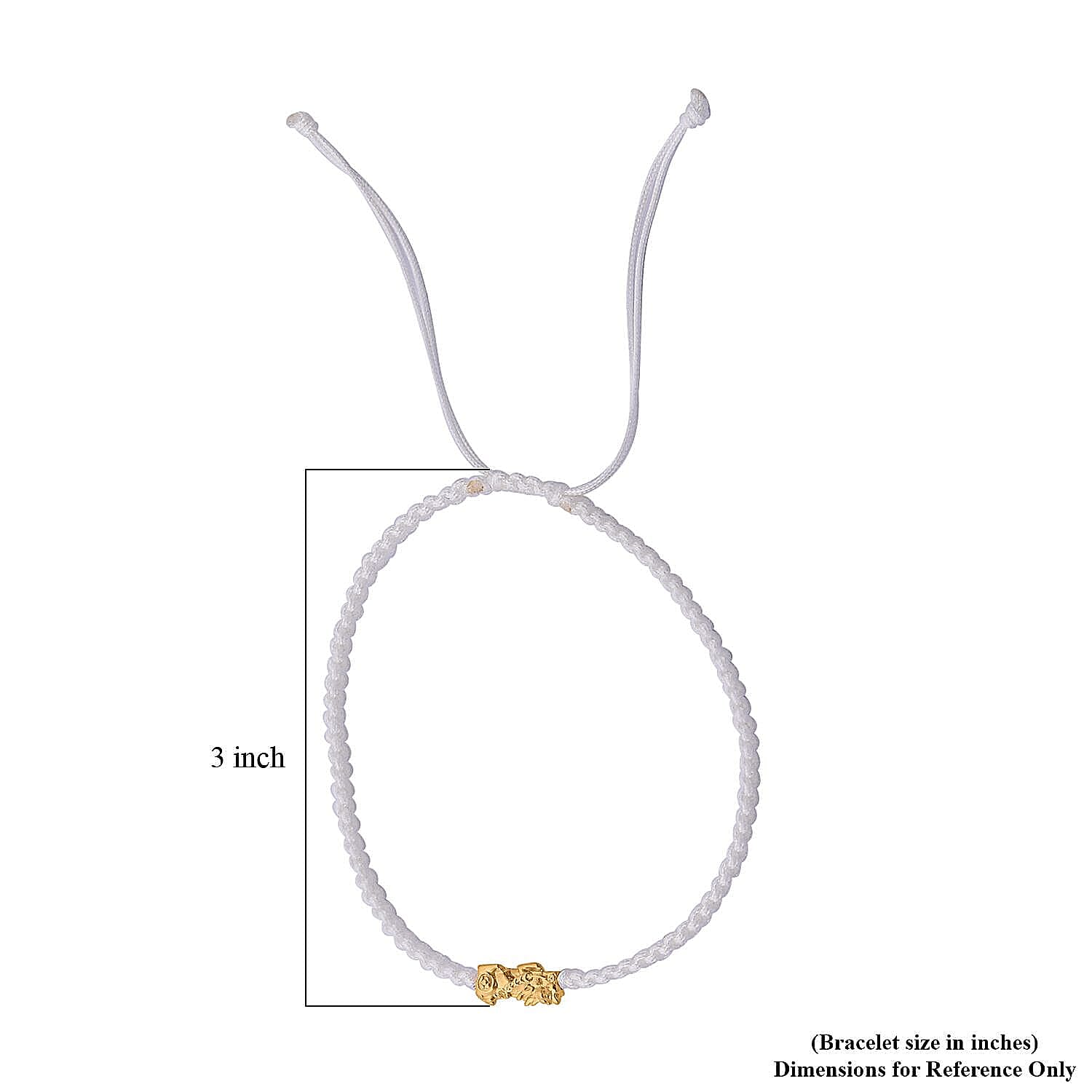 24K (99.99% Purity) Yellow Gold Pixiu Adjustable Bracelet Colour - White