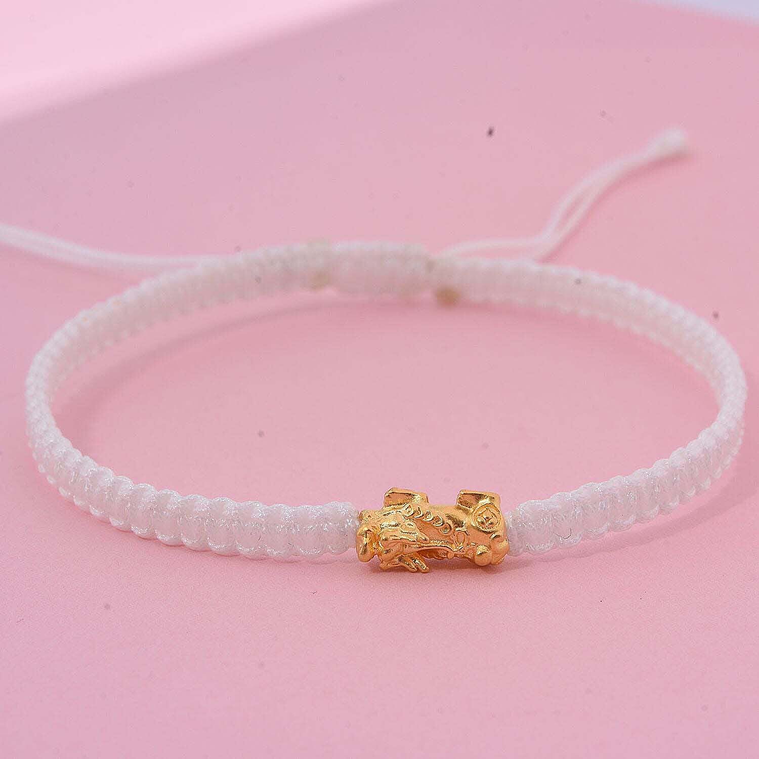 24K (99.99% Purity) Yellow Gold Pixiu Adjustable Bracelet Colour - White