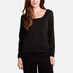 Misumi Scoop Neck Ribbed Long Sleeve Top